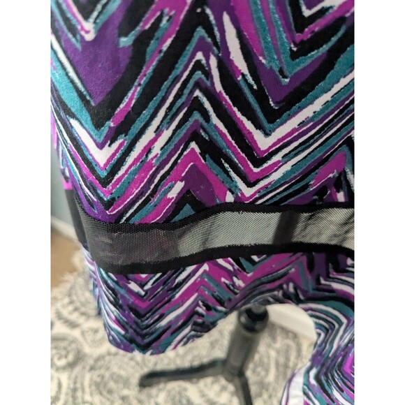 Anthony Richards Top Women 3X Blouse Tunic Black Purple Stretch Mesh Art Chevron - Picture 4 of 13